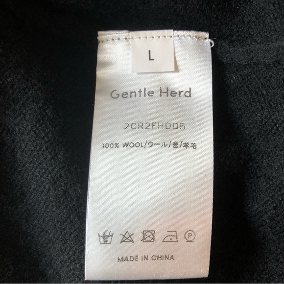 Gentle Herd 100% Wool Lightweight Pullover Sweater Hoodie Black Size Large NWT - Picture 9 of 10